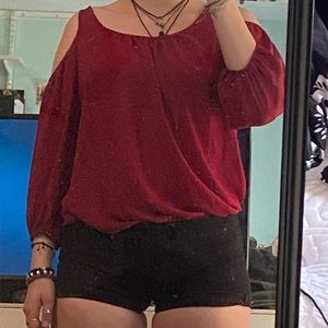 Red Cold Shoulder Top